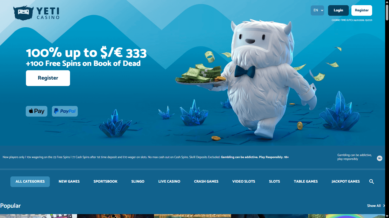 Yeti Casino Desktop screenshot